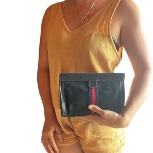 Authentic vintage Gucci Parfums striped clutch bag